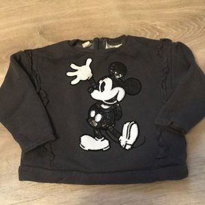 Zara Baby Mickey Mouse sequined gray sweatshirt